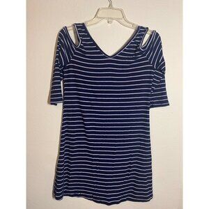 Wishful Park Cold Shoulder Mini Dress Casual Long Sleeve Y2K Top Blue Sz Small